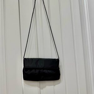 Elegant Black Satin Shoulder Purse